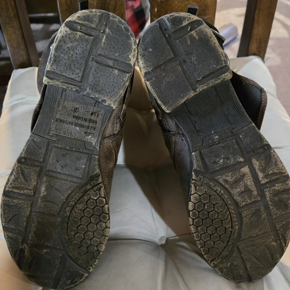 Brown Slouchy Ankle Boots with Buckle - Picture 4 of 6